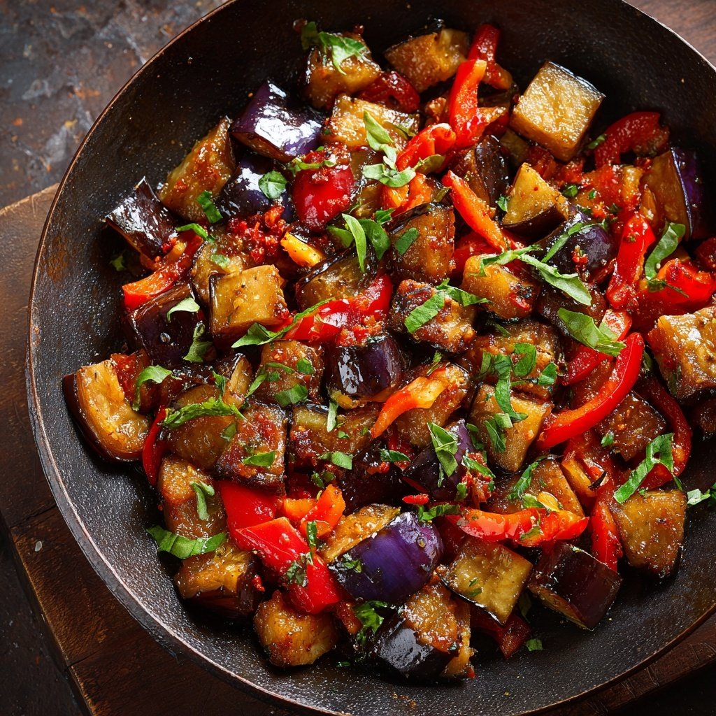 Vegetarische Auberginen Pfanne