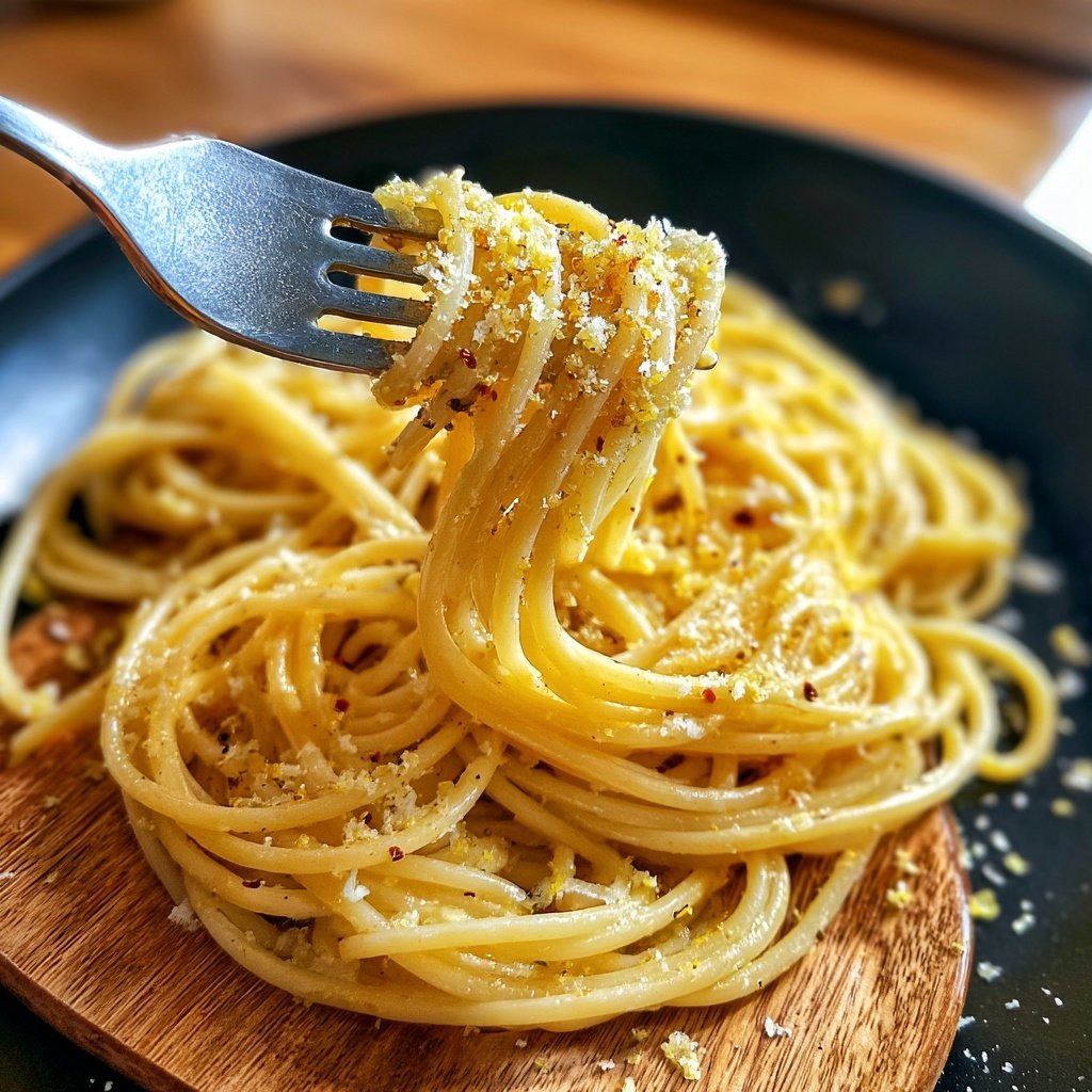 Spaghetti mit Zitronenschale und Parmesan