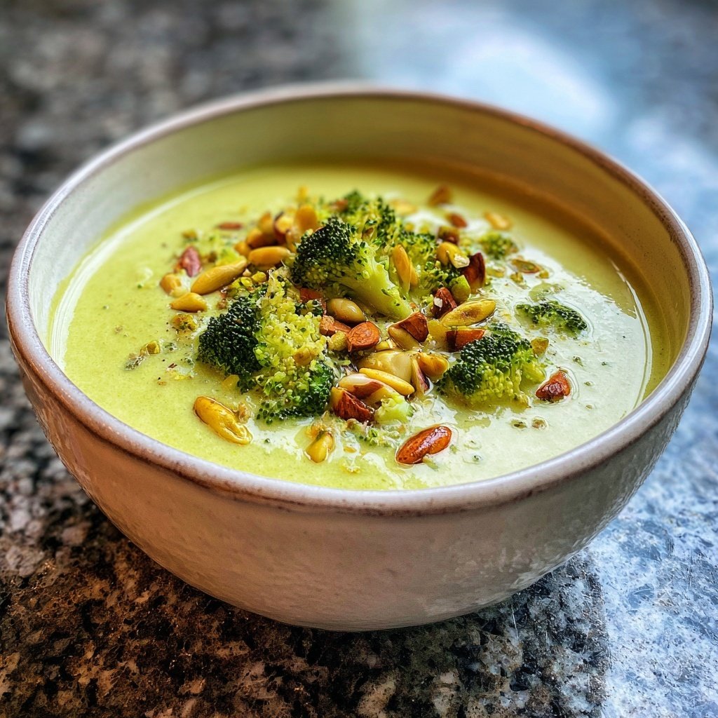 Brokkoli Suppe Mit Gerösteten Pinienkernen