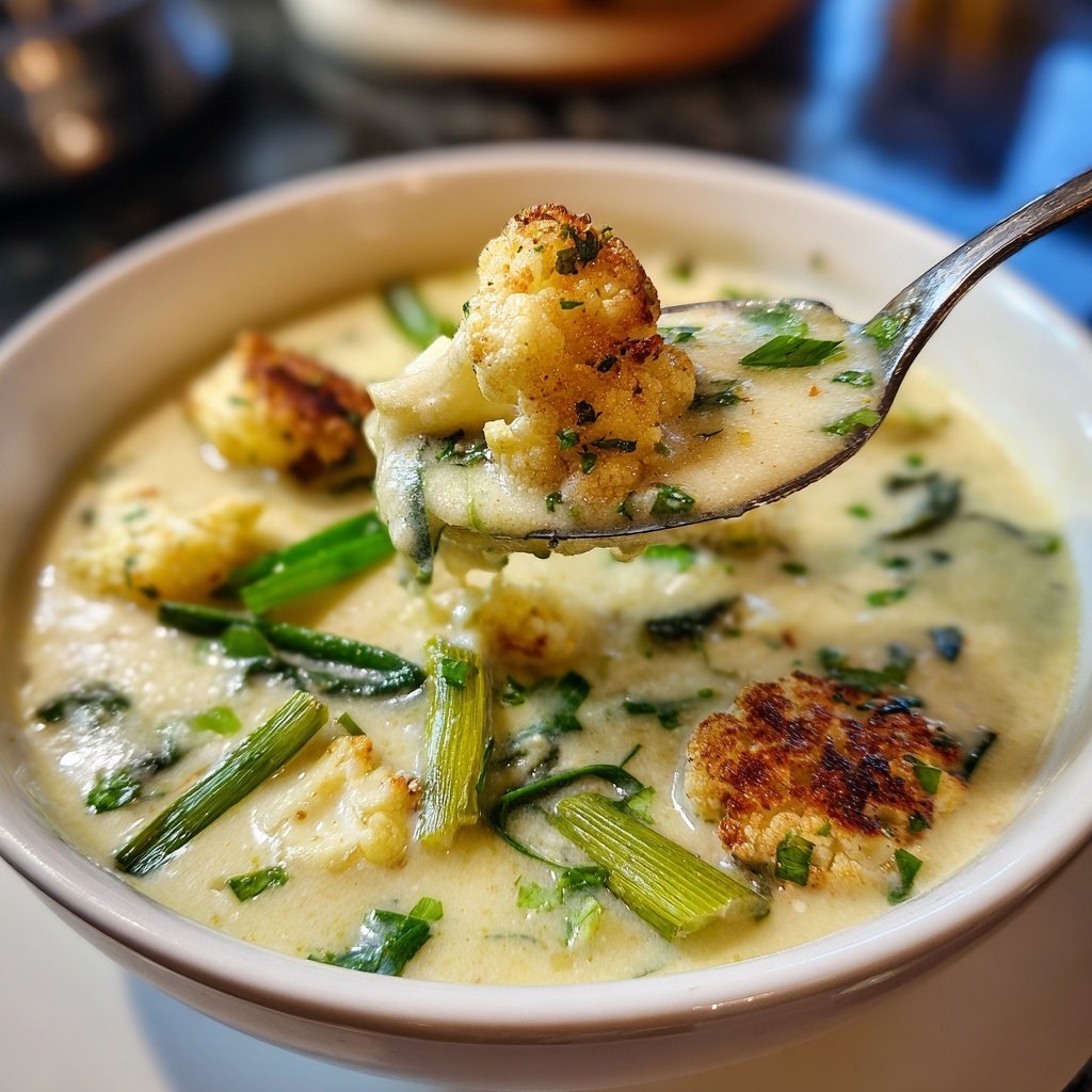 Blumenkohlsuppe mit Lauchzwiebeln