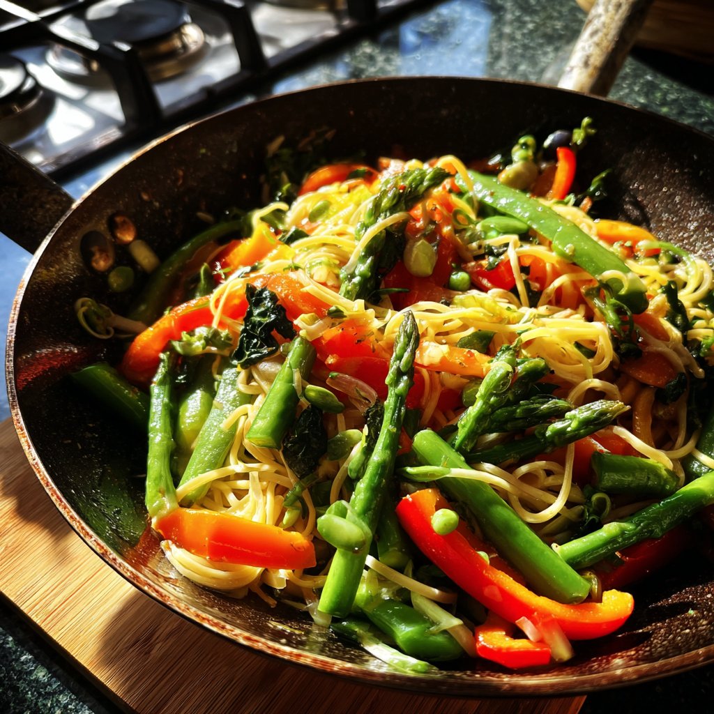 Gemüsepfanne mit Reisnudeln