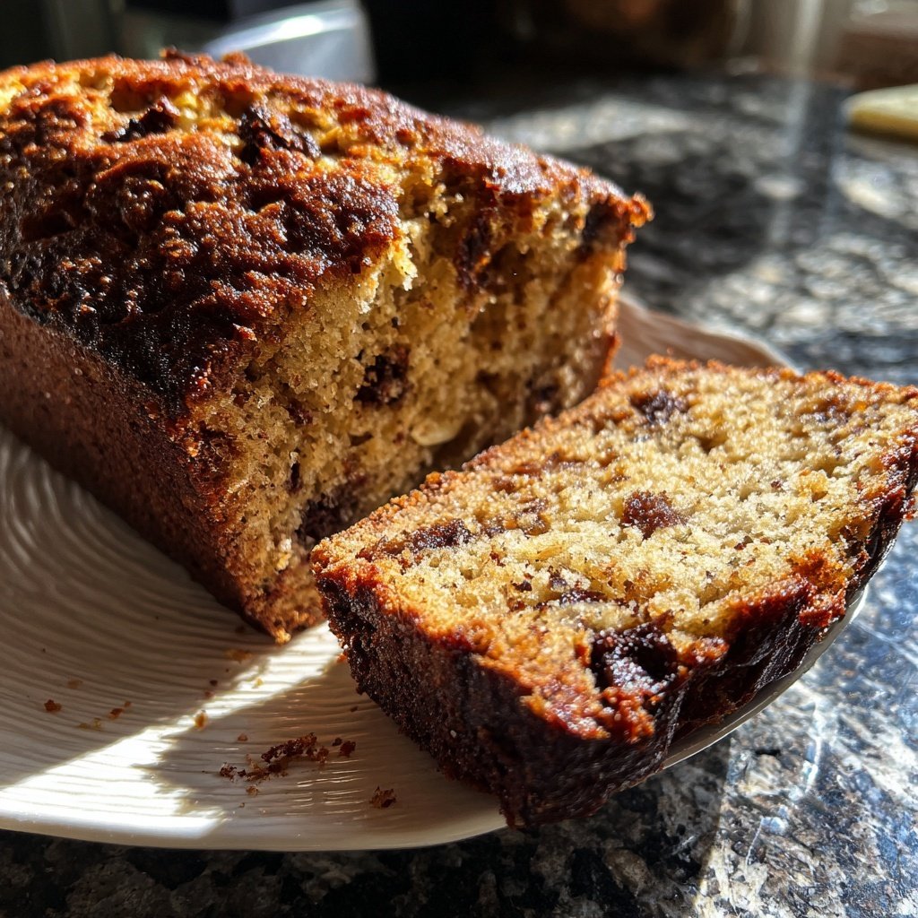 Bananenbrot mit Zartbitterschokolade und Mandeln