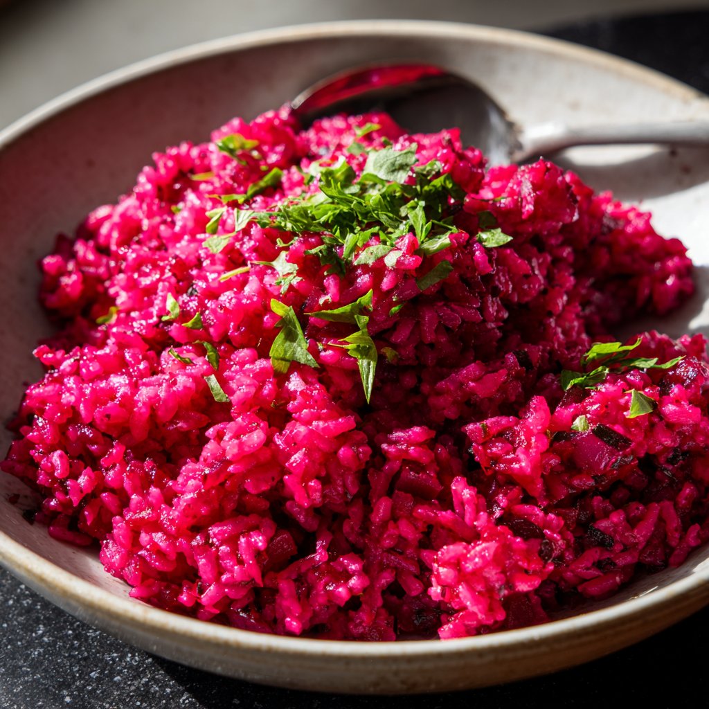 Rote-Bete-Risotto mit Ziegenkäse