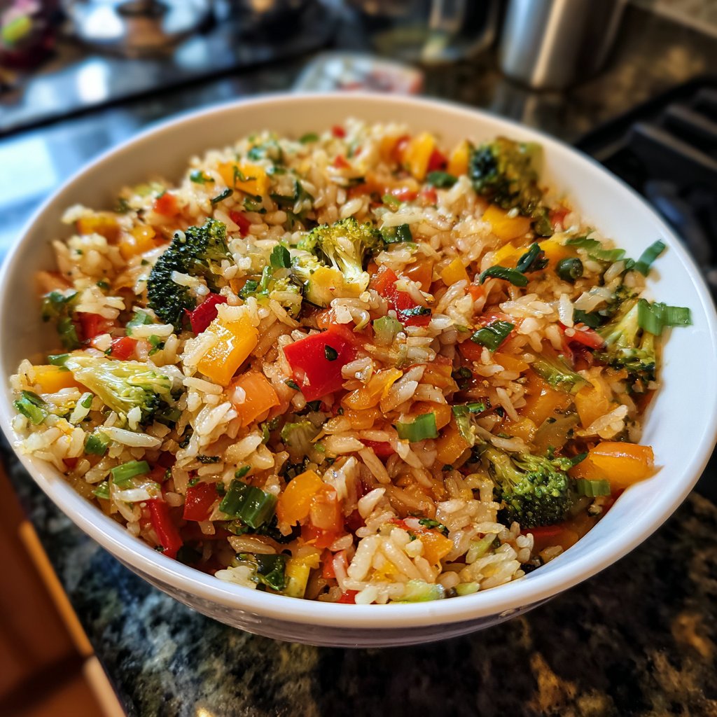 Abendessen mit Reis und Gemüse