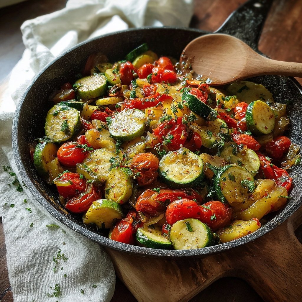 Kalorienarme Gemüsepfanne Mit Zucchini