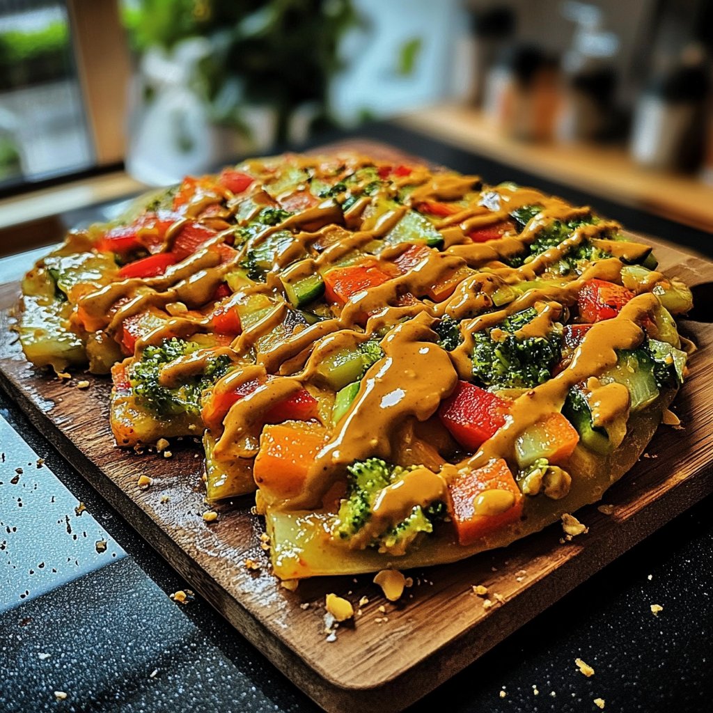 Gemüsepfanne mit Erdnusssauce