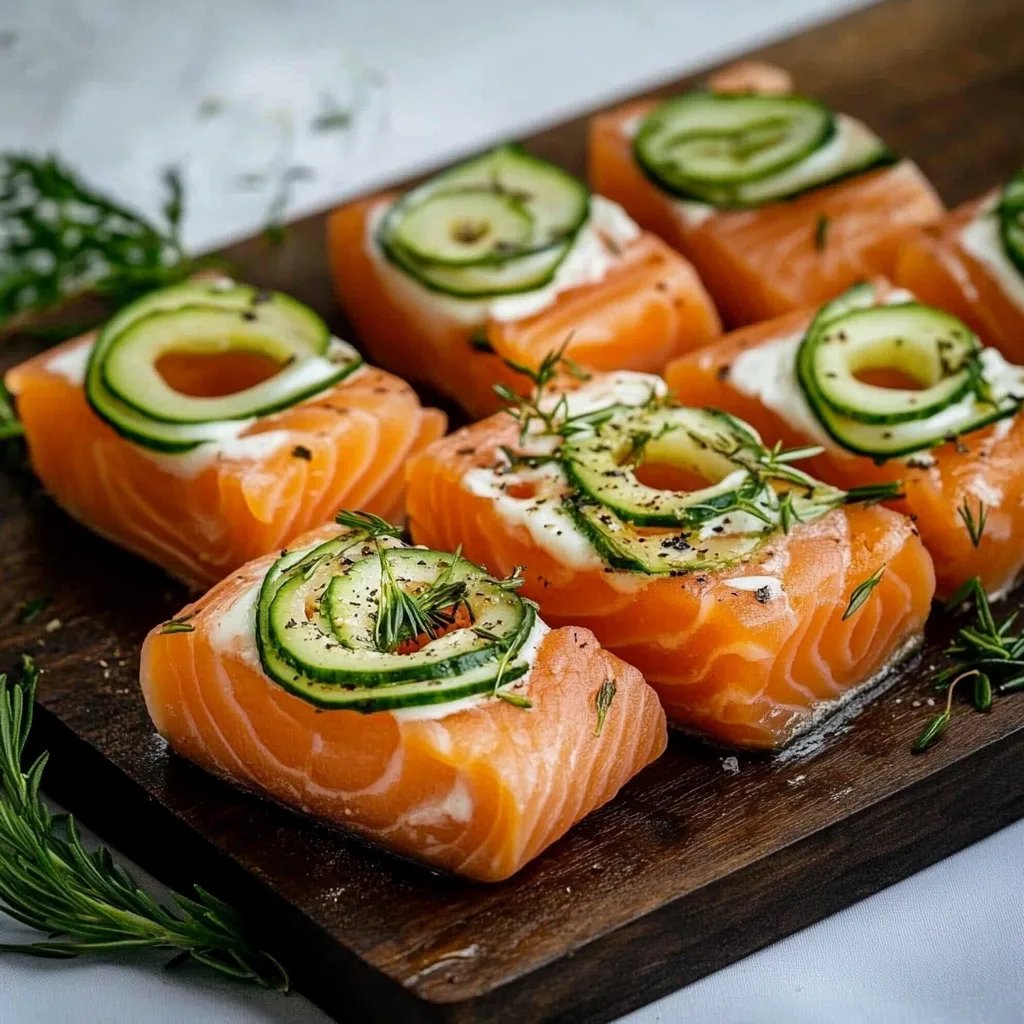 Gerookte zalm-komkommerrolletjes